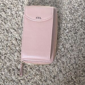 Pink Crossover Wallet with Gold Zipper